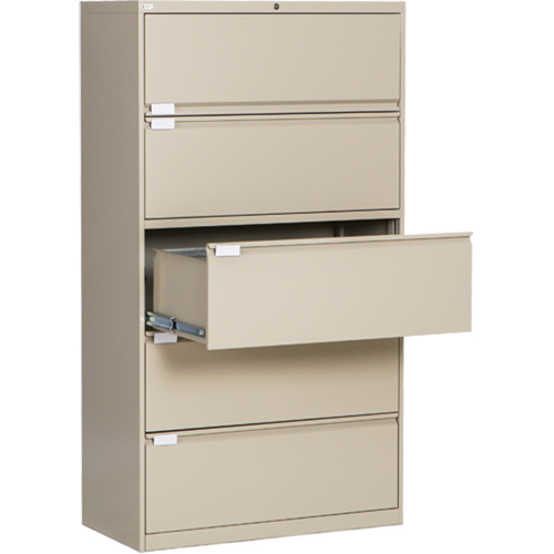 Lateral Filing Cabinet, Steel, 5 Drawers, 36" W x 18" D x 65-1/2" H, Beige Southpoint Industrial Supply