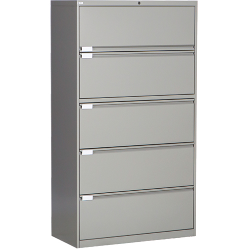 Lateral Filing Cabinet, Steel, 5 Drawers, 36" W x 18" D x 65-1/2" H, Grey Southpoint Industrial Supply