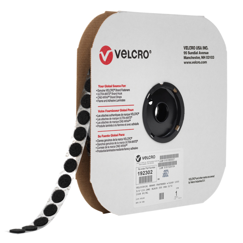 Velcoin&reg; Fastener, Hook, 3/4" Dia., Adhesive, Black Southpoint Industrial Supply