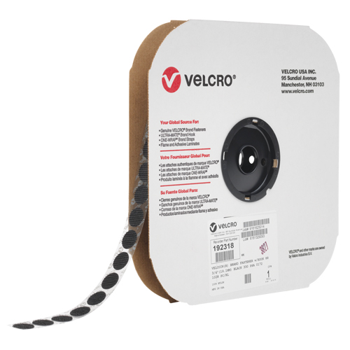 Velcoin&reg; Fastener, Loop, 3/4" Dia., Adhesive, Black Southpoint Industrial Supply