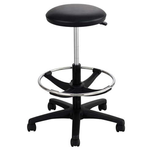 Extended-Height Stool, Drafting, Adjustable, 22" - 32", Vinyl Seat, Black Southpoint Industrial Supply