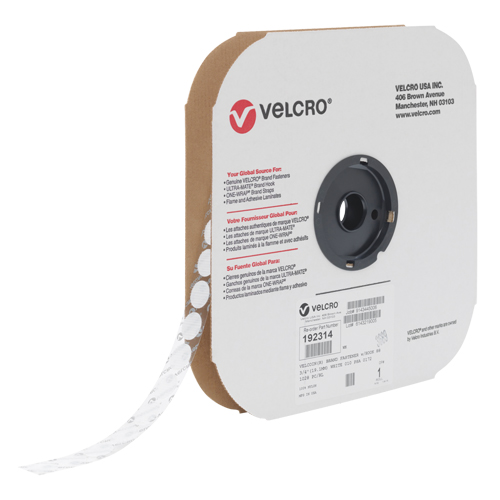 Velcoin&reg; Fastener, Hook, 3/4" Dia., Adhesive, White Southpoint Industrial Supply