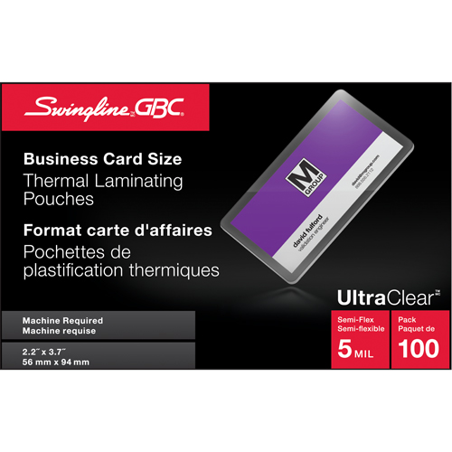 Pochettes lamin&eacute;es pour cartes d'affaires Swingline UltraClear Southpoint Industrial Supply