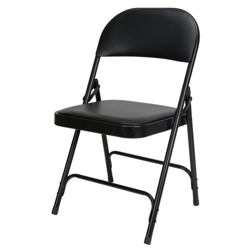 Vinyl Padded Folding Chair, Steel, Black, 300 lbs. Weight Capacity Southpoint Industrial Supply