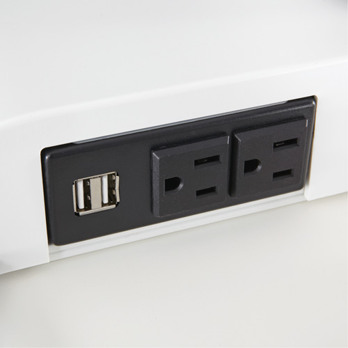 Bureau &eacute;lectrique assis/debout Soar avec bras d&eacute;cran double, Mod&egrave;le de bureau, 37-1/4" h x 27-3/4" la x 22" p, Blanc Southpoint Industrial Supply