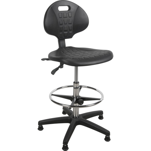Heavy-Duty Ergonomic Stool, Stationary, Adjustable, 39” - 48”, Polyurethane Seat, Black Southpoint Industrial Supply