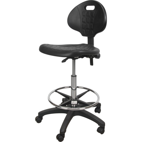 Heavy-Duty Ergonomic Stool, Mobile, Adjustable, 39" - 48", Polyurethane Seat, Black Southpoint Industrial Supply