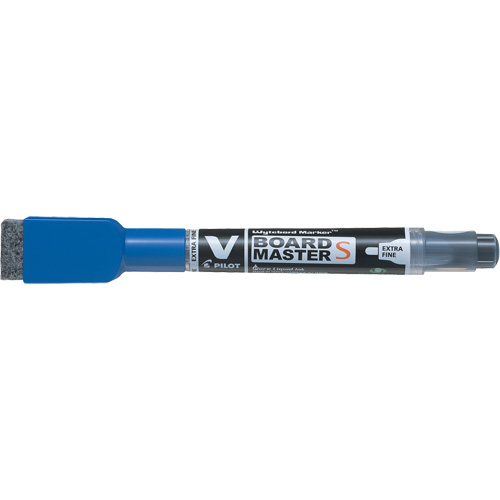 Marqueur effaçable &agrave; sec Vboard Master S avec efface, Bleu, Pointe Fin Southpoint Industrial Supply