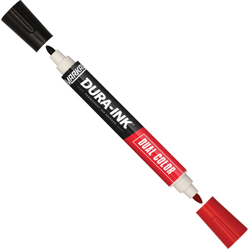 Markal&reg; Dura-Ink&reg; Dual Colour Permanent Ink Marker, Black/Red, Bullet Tip Southpoint Industrial Supply
