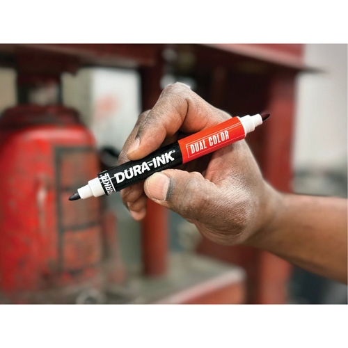 Markal&reg; Dura-Ink&reg; Dual Colour Permanent Ink Marker, Black/Red, Bullet Tip Southpoint Industrial Supply