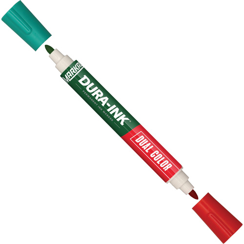 Markal&reg; Dura-Ink&reg; Dual Colour Permanent Ink Marker, Green/Red, Bullet Tip Southpoint Industrial Supply