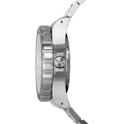 Tr&egrave;s grande montre automatique avec jour/date avec bracelet en acier inoxydable, Num&eacute;rique, &agrave; piles, 46 mm, Argent Southpoint Industrial Supply