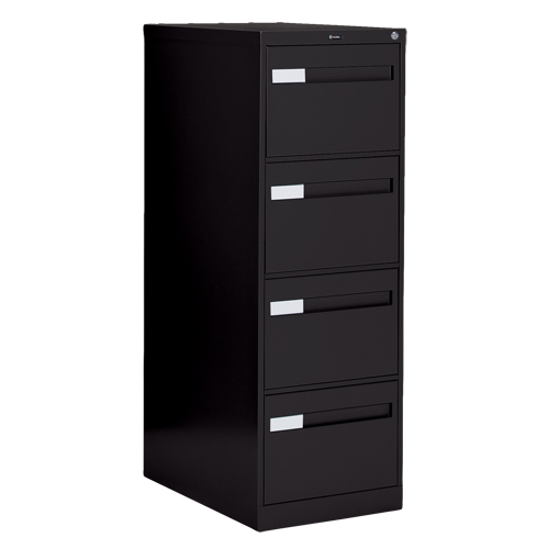 Vertical Filing Cabinet with Recessed Drawer Handles, 4 Drawers, 18.15" W x 26.56" D x 52" H, Black Southpoint Industrial Supply