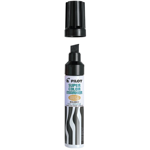 Refillable Super Colour Permanent Marker, Chisel, Black Southpoint Industrial Supply
