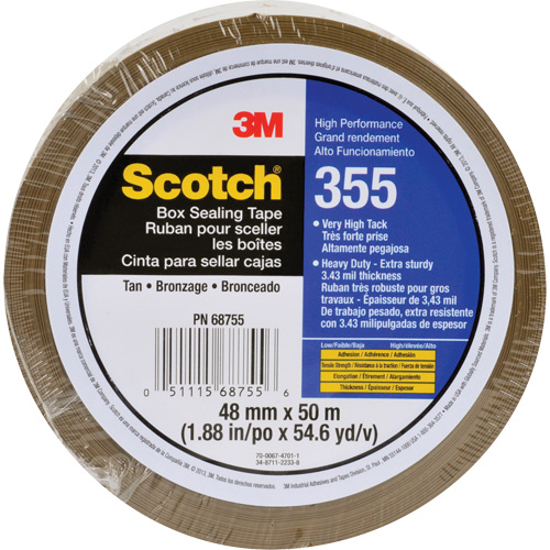 Ruban d'emballage Scotch 355, Adh&eacute;sif Thermofusible, 3,4 mils, 48 mm (1-22/25") x 50 m (164') Southpoint Industrial Supply