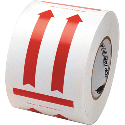 &eacute;tiquettes pour traitement sp&eacute;cial a/pictogramme Ce c&ocirc;t&eacute; vers le haut, 6" lo x 4" la, Rouge/blanc Southpoint Industrial Supply