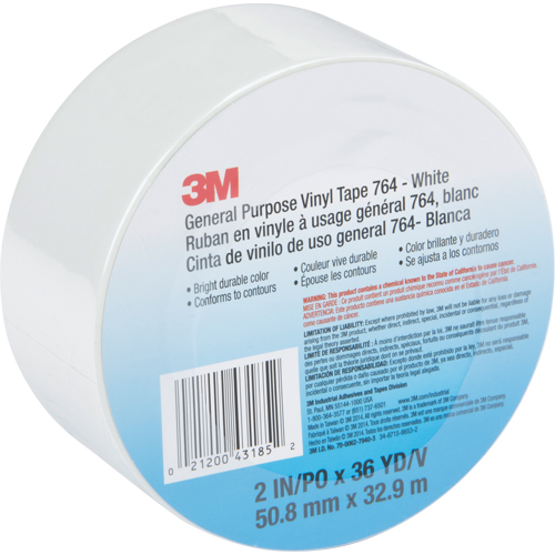 Ruban en vinyle &agrave; usage g&eacute;n&eacute;ral 764, 48 mm (2") la x 32,9 m (108') lo, Blanc Southpoint Industrial Supply
