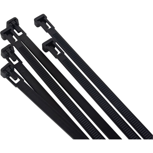 Attache-c&acirc;ble r&eacute;utilisable, Longueur 8", R&eacute;sistance &agrave; la traction 50 lb, Noir Southpoint Industrial Supply