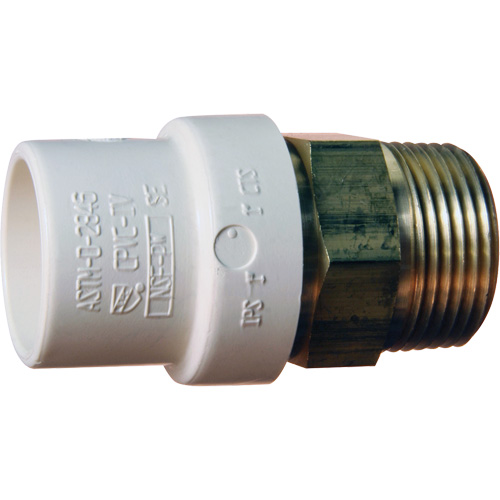Threaded Pipe Adapter, Hub x MPT, 1/2" Dia., Brass/CPVC Southpoint Industrial Supply