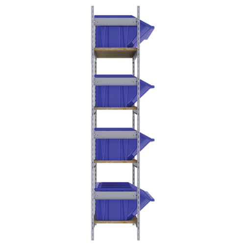 Wide Span Shelving with Jumbo Plastic Bins, Steel, Boltless, 800 lbs. Capacity, 66" W x 72" H x 18" D Southpoint Industrial Supply