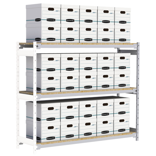 Wide Span Record Storage Shelving, Steel, 3 Shelves, 72" W x 18" D x 60" H, Add-On Kit Southpoint Industrial Supply