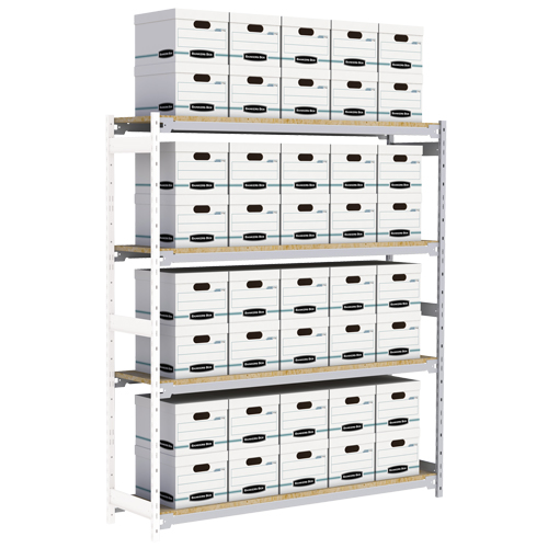 Wide Span Record Storage Shelving, Steel, 4 Shelves, 72" W x 18" D x 84" H, Add-On Kit Southpoint Industrial Supply