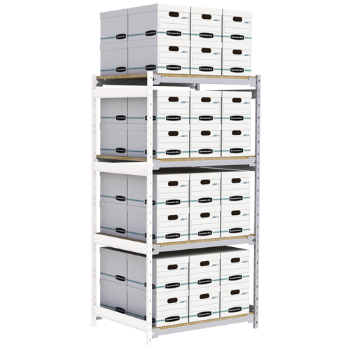Wide Span Record Storage Shelving, Steel, 4 Shelves, 42" W x 32" D x 84" H, Add-On Kit Southpoint Industrial Supply