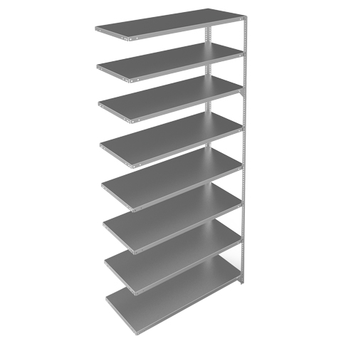 Shelving Unit, Galvanized Steel, Slotted Angle, 275 lbs. Capacity, 48" W x 96" H x 18" D Southpoint Industrial Supply