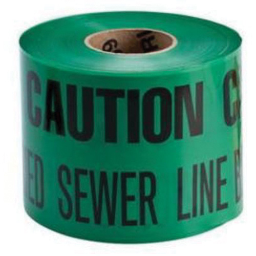 Ruban d'avertissement de danger souterrain Buried Sewer Line Identoline, 6" la x 1000' lo, Noir sur vert Southpoint Industrial Supply