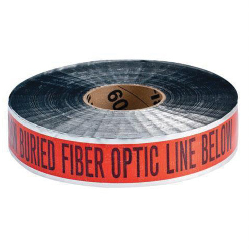 Ruban d'avertissement de danger souterrain Fiber Optic Line Identoline, 2" la x 1000' lo, Noir/orange Southpoint Industrial Supply