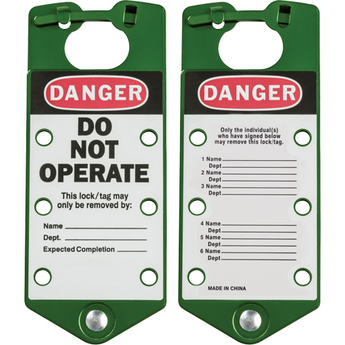 Moraillons de verrouillage &eacute;tiquet&eacute;s, Vert Southpoint Industrial Supply