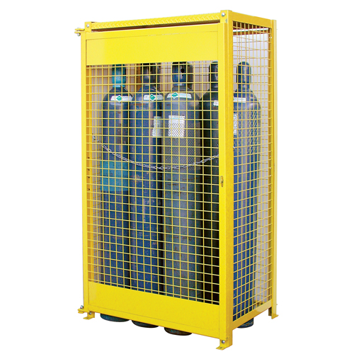 Gas Cylinder Cabinets, 10 Cylinder Capacity, 44" W x 30" D x 74" H, Yellow Southpoint Industrial Supply