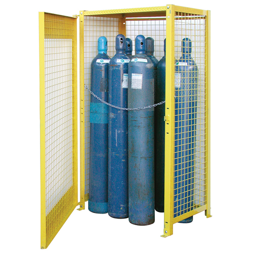 Gas Cylinder Cabinets, 10 Cylinder Capacity, 44" W x 30" D x 74" H, Yellow Southpoint Industrial Supply