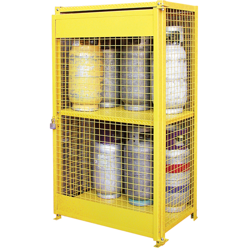 Gas Cylinder Cabinets, 12 Cylinder Capacity, 44" W x 30" D x 74" H, Yellow Southpoint Industrial Supply