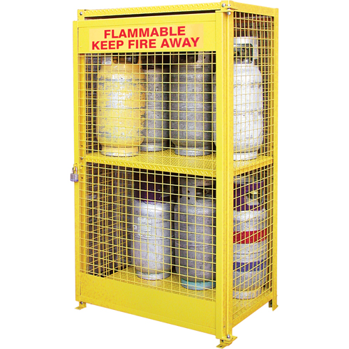 Gas Cylinder Cabinets, 12 Cylinder Capacity, 44" W x 30" D x 74" H, Yellow Southpoint Industrial Supply
