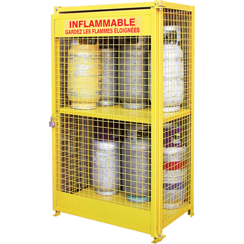 Gas Cylinder Cabinets, 12 Cylinder Capacity, 44" W x 30" D x 74" H, Yellow Southpoint Industrial Supply