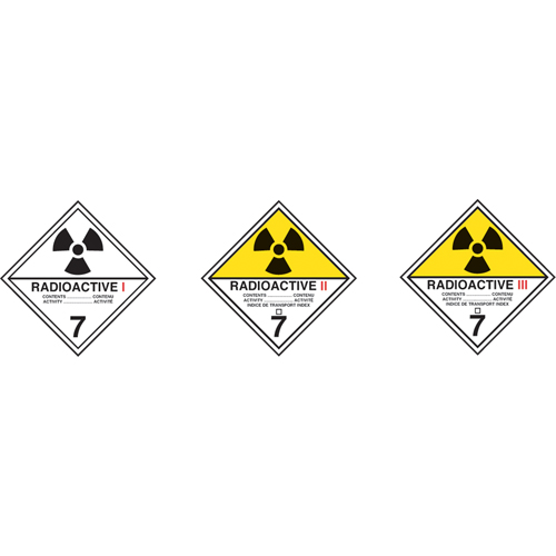 &eacute;tiquettes d'exp&eacute;dition TMD, Classe 7, Radioactif I, Vinyle Southpoint Industrial Supply