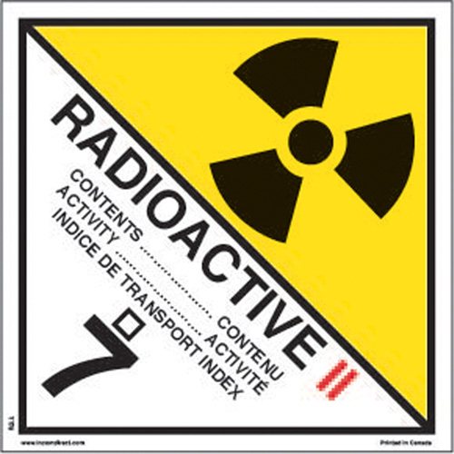 &eacute;tiquettes d'exp&eacute;dition TMD, Classe 7, Radioactif II, Vinyle Southpoint Industrial Supply