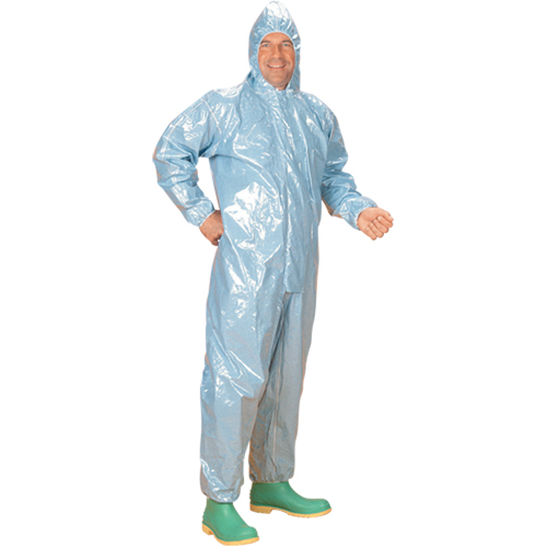 0.5 Mil CRFR Hooded Coveralls, Medium, Blue, FR Treated Fabric Southpoint Industrial Supply