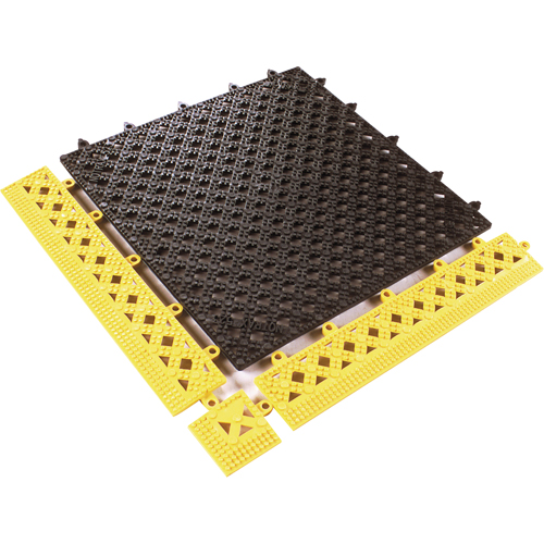 TAPIS MODULAIRE LOK-TYLE 12"X12" JAUNE NOIR, Vinyle, 1' la c, 1' lo, 9/16" &eacute;paisseur, Noir Southpoint Industrial Supply