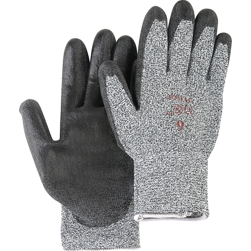 Salt & Pepper Knit Gloves With Black Palm Coating, Size Small/7, Polyurethane Coated, HPPE Shell, ANSI/ISEA 105 Level 2 Southpoint Industrial Supply