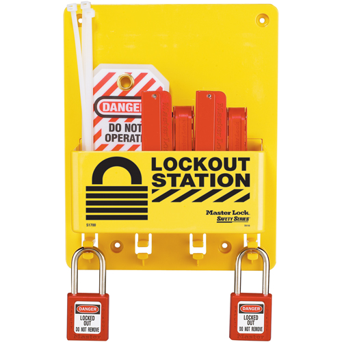 Compact Lockout Station, Thermoplastic Padlocks, 4 Padlock Capacity, Padlocks Included Southpoint Industrial Supply