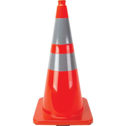 C&ocirc;nes en retrait, 28", Orange, Bande(s) r&eacute;fl&eacute;chissante(s) 4" & 6" Southpoint Industrial Supply
