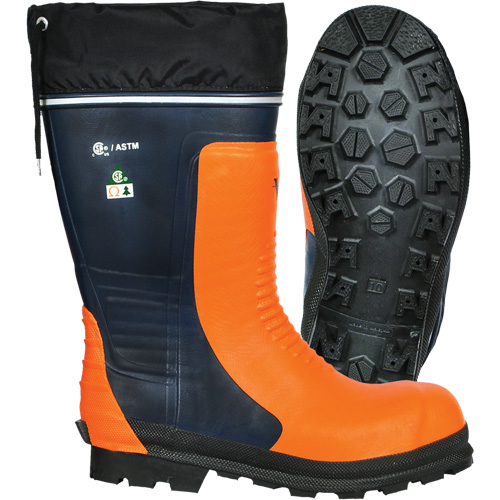Bottes de s&eacute;curit&eacute; pour scie &agrave; chaîne Bushwhacker, Caoutchouc, Embout Acier, Pointure 6, Semelle R&eacute;sistant aux perforations Southpoint Industrial Supply