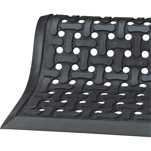 Comfort Flow Mats, Slotted, 2-83/100' x 9-1/12' x 3/8", Black, Nitrile Southpoint Industrial Supply