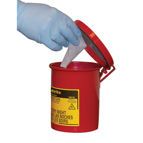 Mini bidons pour d&eacute;chets huileux pour dessus d'&eacute;tabli, Homologu&eacute; FM, 0,45 gal. US, Rouge Southpoint Industrial Supply