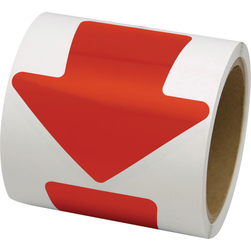 D&eacute;calcomanie en couleur pour le marquage des planchers, Fl&egrave;che, 4" lo x 4" la, Rouge, Vinyle Southpoint Industrial Supply
