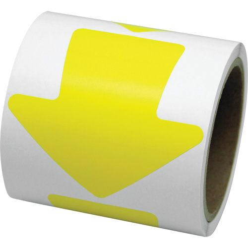 D&eacute;calcomanie en couleur pour le marquage des planchers, Fl&egrave;che, 4" lo x 4" la, Jaune, Vinyle Southpoint Industrial Supply