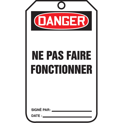 &eacute;tiquettes de verrouillage, Papier cartonn&eacute;, 3-1/8" la x 5-7/8" h, Français Southpoint Industrial Supply