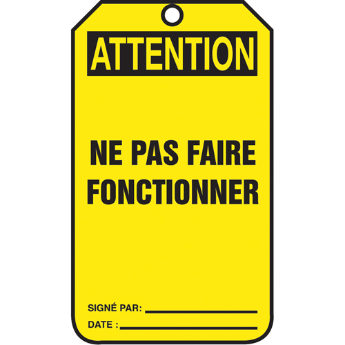 Lockout Tags, Cardstock, 3-1/8" W x 5-7/8" H, French Southpoint Industrial Supply